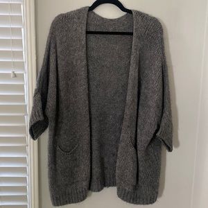 Gray knit cardigan